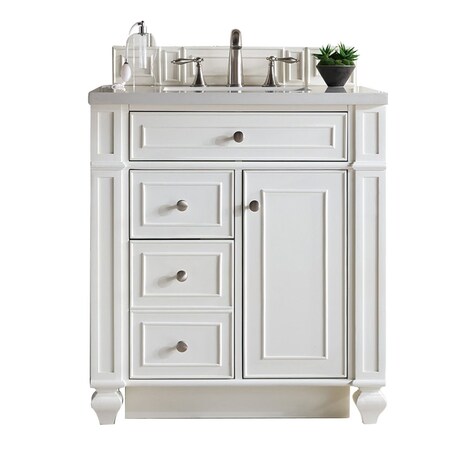 James Martin Vanities Bristol 30in Single Vanity, Bright White w/ 3 CM Eternal Jasmine Pearl Quartz Top 157-V30-BW-3EJP